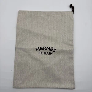 HERMES LE BAIN Pouch Drawstring Bag Beige Brown Canvas France. Brand New. - Picture 1 of 9