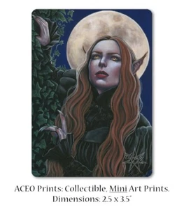 Gothic Fantasy Art ACEO PRINT Werewolf Woman Full Moon Horror Night Supernatural - Picture 1 of 3