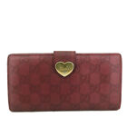GUCCI Ssima Heart Logo GG Logo Leather Long Bifold Wallet/2Z0031