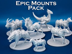 Epic Mounts Pack | 7 Miniatures Starter Set - 28mm Scale DnD D&D Tabletop Miniat - Bild 1 von 10