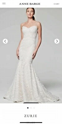 Vestido de sirena de encaje sin tirantes Anne Barge nunca usado talla 12, mejor para talla 6ppl Foto 1 de 4