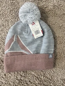 Rebok Sport Beanie Heavy Knit Winter Hat Cuff With Pom Gray Unisex - Picture 1 of 2