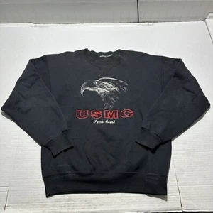 USMC Marines Sweatshirt Mens XL Parris Island United States Marine Corp Black - Picture 1 of 10