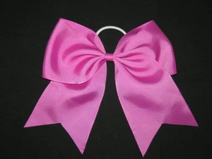 NEW "ROSE PINK" Cheer Bow Pony Tail 3 Inch Ribbon Girls Hair Bows Cheerleading - Picture 1 of 1