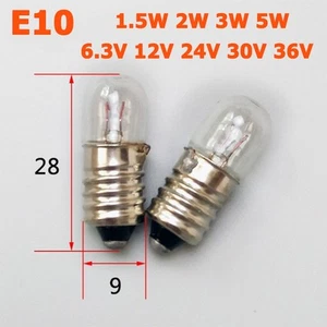 E10 Screw Instrument Signal Indicator Bulb Warn Lamp 6.3/12/24/30/36V 1.5/2/3/5W - Picture 1 of 5