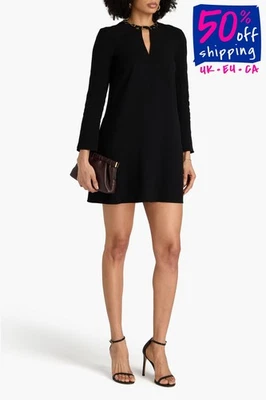 RRP €1100 ZIMMERMANN Crepe Mini Dress Petite Size AU0P US4P UK8P XS Black Chain - Image 1 of 4