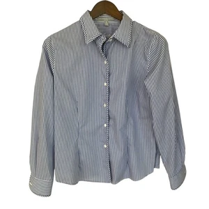 Camicia Foxcroft blu e bianca a righe senza rughe con bottoni - Taglia 8 - Foto 1 di 4