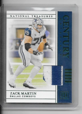 Zack Martin 2019 National Treasures Century Materials Game Used 4/5 Cowboys NFL - Image 1 of 2