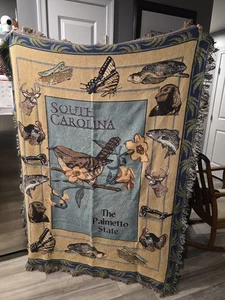 Blanket/Throw We Love Country South Carolina Enthusiast 50x70. Excellent. USA. - Picture 1 of 3