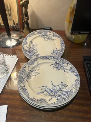 Lot de 4 assiettes anciennes en terre de fer – modèle Le Picard - Photo 1/4