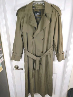 Pre-Y2K LONDON FOG Women's Size 14Reg. Mid-Length Dark Green Lined Trench Coat - Image 1 of 4