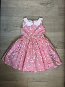 Girls Summer Dress Pink Floral Peter Pan Collar Age 4-5 - Picture 1 of 9