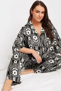 Yours Curve Women's Plus Size Floral Print Satin Pyjama Set - Picture 1 of 7