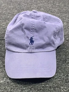 Polo Ralph Lauren Hat Cap Pony OSFA Adjustable Purple Cotton Leather Strap - Foto 1 di 10