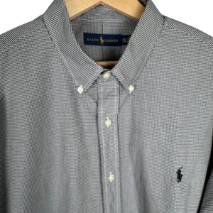 Ralph Lauren Herren XXL Schwarz Gingham Button Down Hemd Langarm Classic Fit - Bild 1 von 6