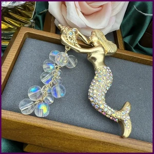 Vintage Damen Mittel Exquisite Meerjungfrau Quaste Kristall Broschen Pins Elegant - Bild 1 von 24