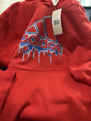 Moletom com capuz Adidas masculino logotipo pintado L 14/16 novo com etiquetas frete grátis - Imagem 1 de 4