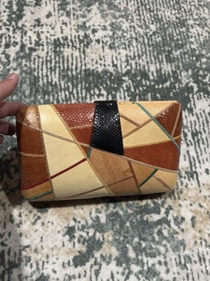 Groovy vintage snakeskin hard shell clutch purse - Image 1 of 4