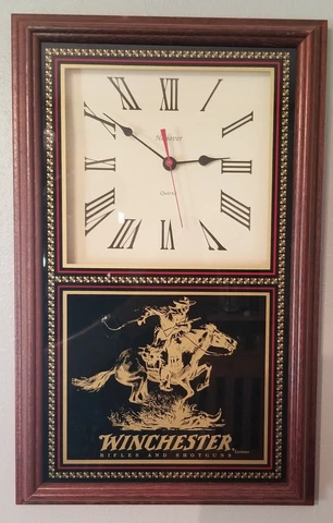 RARE Vintage Winchester Rifles And Shotguns Wall Clock Framed Made by Hanover Cover