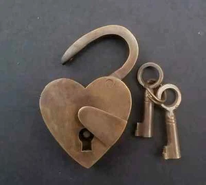 Heart Shaped Love Lock, Commitment Lock,Valentine Lock with keys,solid brass,#L3 - Picture 1 of 5