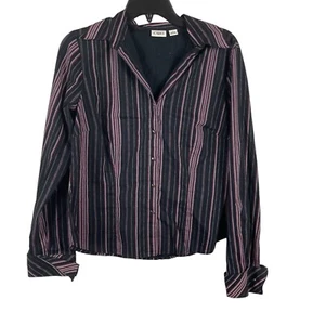 Camisa de manga larga con botones a rayas negras y rosas Cato para mujer talla S - Imagen 1 de 7