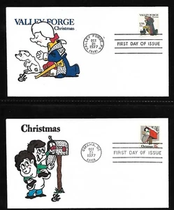 USA HAND PAINTED VALLEY FORGE XMAS 1977 RICH ELLIS ANIMATED FDC + CACHET - Picture 1 of 1