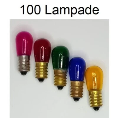 100 lampade di ricambio MULTICOLORE a incandescenza 14V per catenaria da 20 luci - Immagine 1 di 4