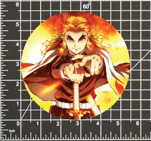 ADESIVO ADESIVO KYOJURO RENGOKU DEMON SLAYER -Fiamma Cerchio- 4 diverse misure - Foto 1 di 5