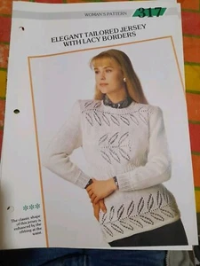 Maglia donna fantasia maglia elegante sartoriale con bordi in pizzo - Foto 1 di 5