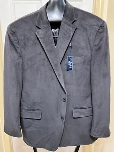 New Chaps Mens Two Button Green Herringbone Velvet Velour Blazer 48R - Picture 1 of 7