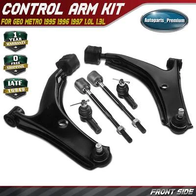 6x Front Lower Control Arm w/ Ball Joint Tie Rod End for Geo Metro Suzuki Swift - Image 1 of 4