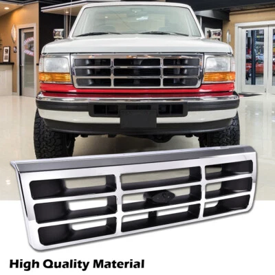 Fit For 1992-1996 Ford F150 F250 F350 Pickup Bronco Front Bumper Grille Grill - Image 1 of 4