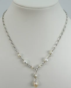 Collier succession perles et argent massif 18,5" - Photo 1/7