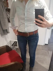 EDC Langarm Damen Bluse Grün Weiss Lila gestreift S/M 36/38 - Bild 1 von 4