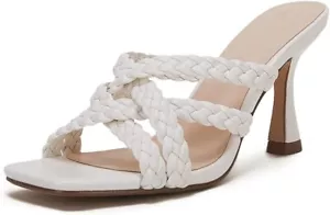 Omysky Womens Braided Heeled Sandals Cross Straps Backless Mules Sz-7 Shoes - Picture 1 of 7