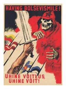 Vintage WW2 Propaganda Estonia Poster Print WE WILL DEFEAT BOLSHEVISMUS! 18x24" - Picture 1 of 1