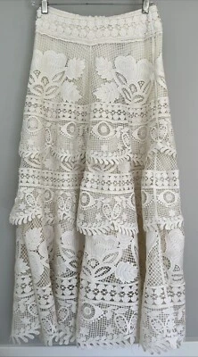 NWT Sundance Catalog Farm Rio Ivory Tiered Lace Skirt Size XS - Image 1 of 4