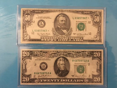 1977 $50 Dollar star Note and 1981 $20 Dollar note both for sale. - Image 1 of 2