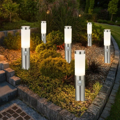 Wegelampe Außenstehlampe Sockelleuchte LED Bewegungsmelder Gartenlampe 6er Set - Bild 1 von 4