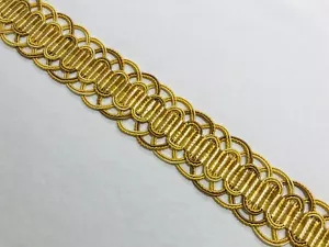 SCALAMANDRE GOLDS "LE MANS" PASSEMENTERIE OPEN SCROLL BRAID SILK GALON TRIM - A - Picture 1 of 2