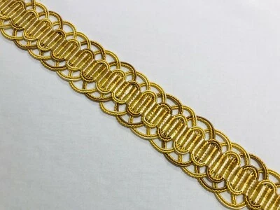 SCALAMANDRE GOLDS "LE MANS" PASSEMENTERIE OPEN SCROLL BRAID SILK GALON TRIM - A* - Image 1 of 2