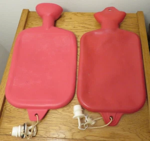 Lot of 2 Vintage Hot Water Bottles with Stoppers 12.5" x 7" - Picture 1 of 2