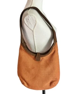 Tommy Bahama Handtasche orange Canvas Hobo Wildleder Riemen Strand Frühling Sommer - Bild 1 von 8