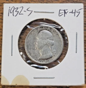 Moneda de 25c original XF/AU Washington Quarter 1932-S fecha clave EF extremadamente fina - Imagen 1 de 5