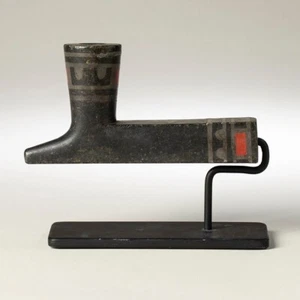 FINE GREAT LAKES STEATITE INLAID PIPE - Picture 1 of 9