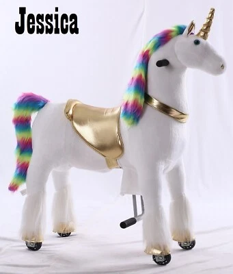 Kids-Horse "Jessica" Schaukelpferd auf Rolle, rainbow Unicorn - Bild 1 von 4