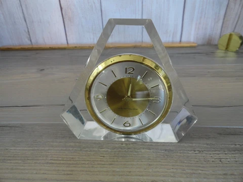 VINTAGE WESTCLOX EIFFEL MECHANICAL ALARM CLOCK LUCITE FOR PARTS REPAIR GERMANY Cover