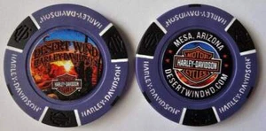 DESERT WIND HARLEY-DAVIDSON Mesa AZ Full Color Purple/Black Poker Chip - Picture 1 of 3