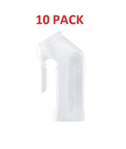 10 PACK - Male Urinal with Lid 32 oz. 1 qt. 1000cc, Travel, bedside Pee Bottle - Picture 1 of 1