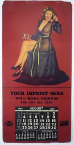 "DE COLECCIÓN Gigante "BUEN NÚMERO"" PIN-UP Calendario MUESTRA VENDEDOR (1947) Pastel de queso - Imagen 1 de 5